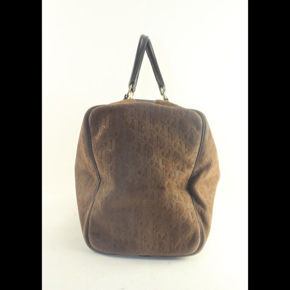 Dior Brown Embossed Nubuck Suede Trotter Duffle Bag 3DD918K - Picture 9 of 11